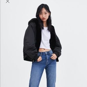 NET ZARA REVERSIBLE FUR BOMBER JACKET